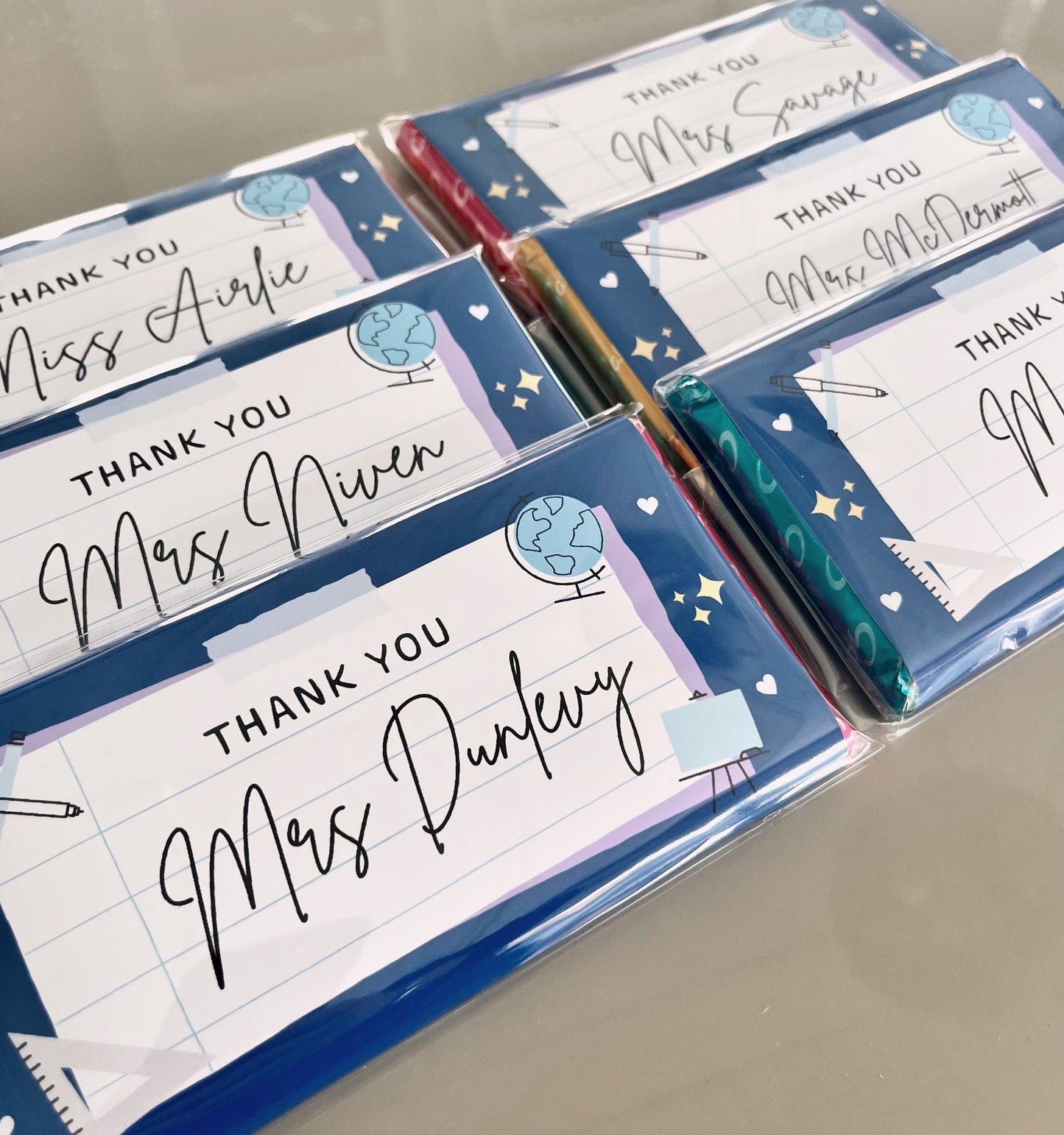 Personalised Navy Thank You Teacher Chocolate Bar - Blush Boulevard Chocolate Bar