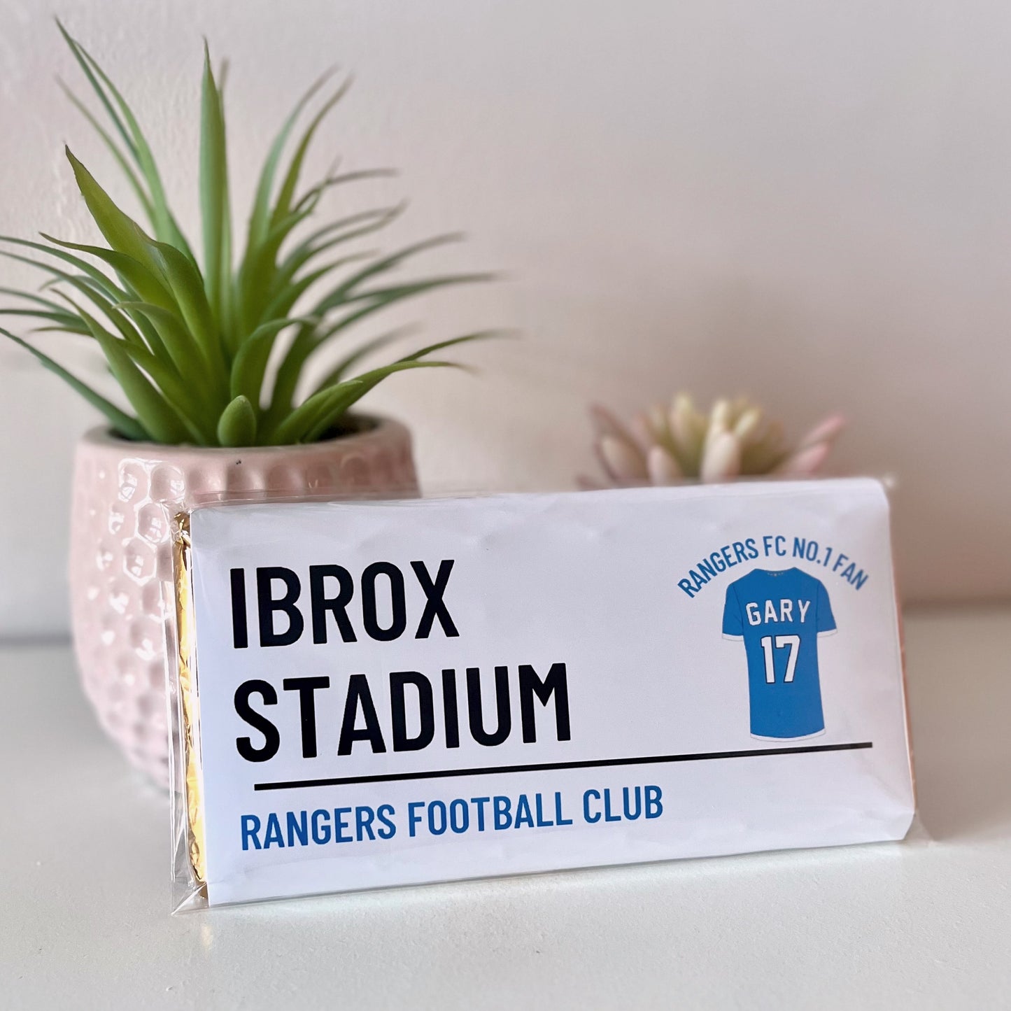 Personalised Rangers FC No.1 Fan Chocolate Bar - Blush Boulevard Chocolate Bar
