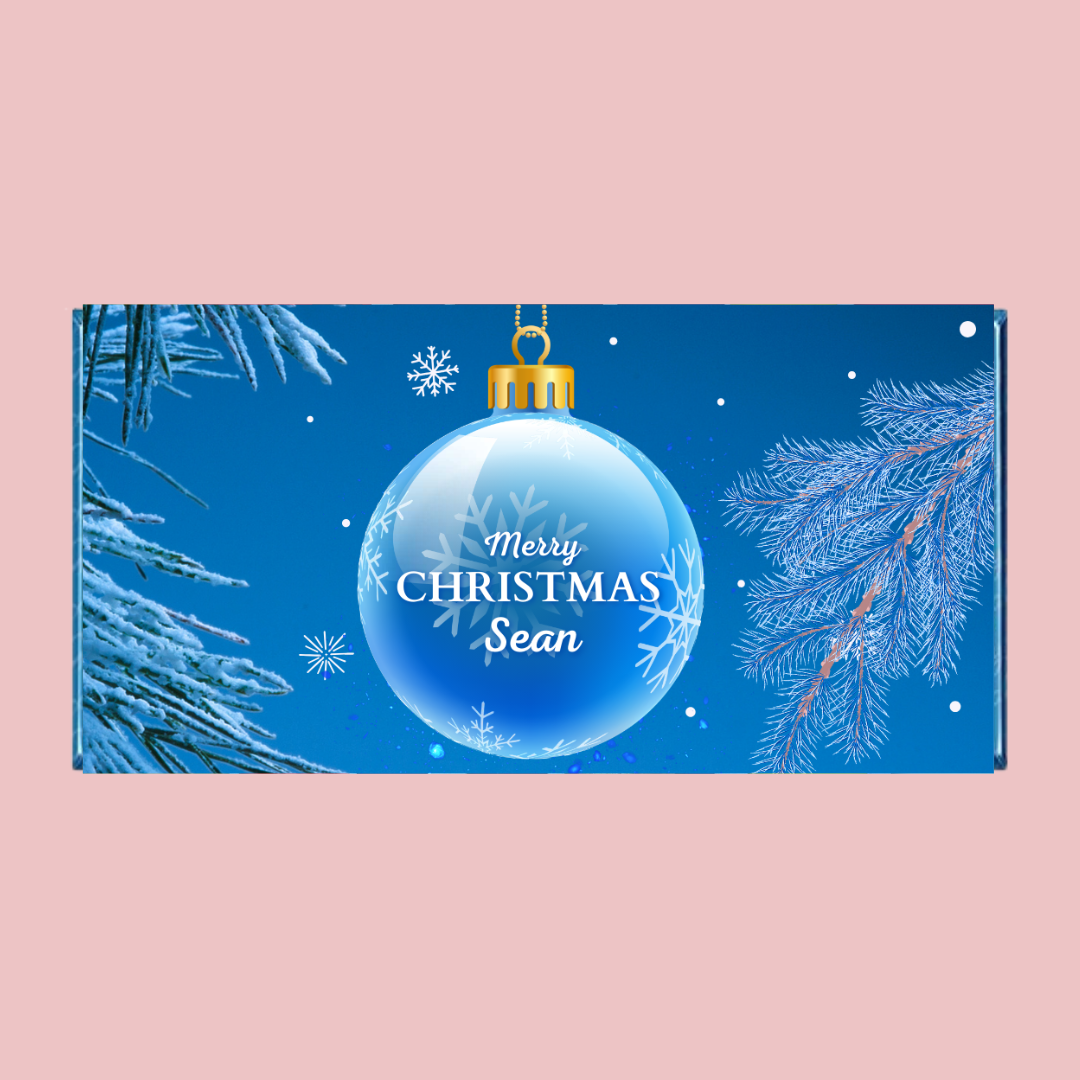Personalised Blue Christmas Bauble Christmas Chocolate Bar - Blush Boulevard Chocolate Bar