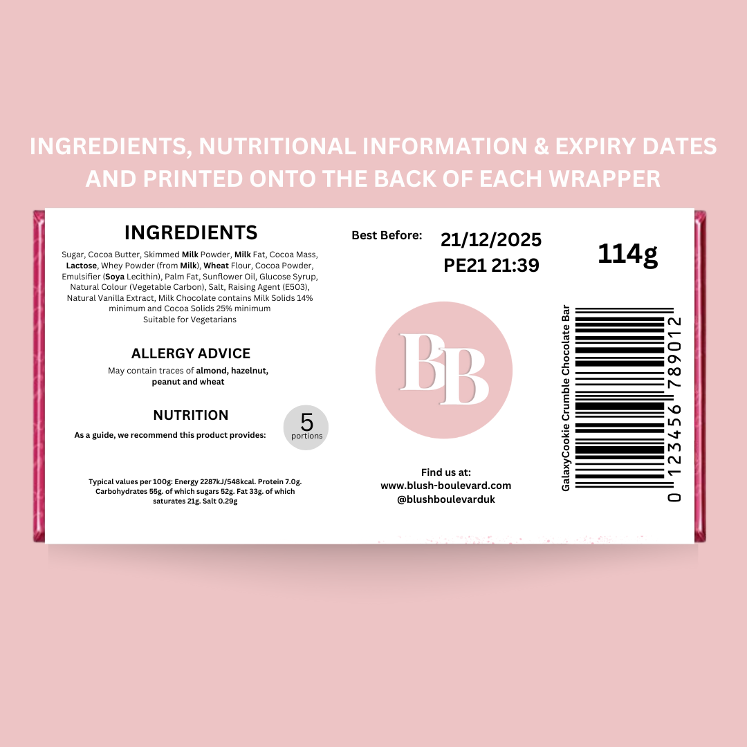 Personalised Pink Christmas Girl Galaxy Cookie Crumble Chocolate Bar