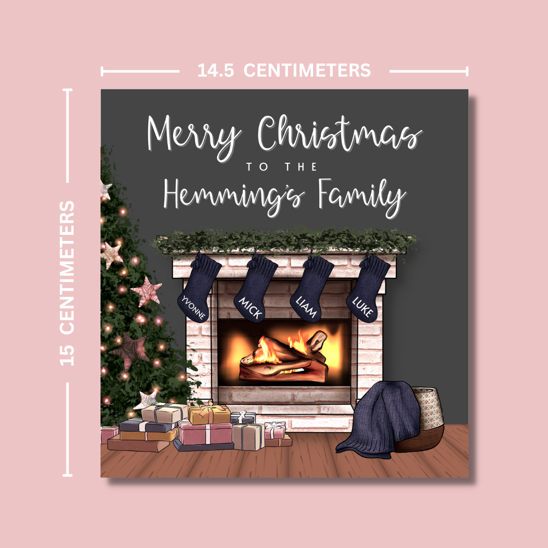 Personalised Navy Christmas Family Card - Blush Boulevard Greeting Card