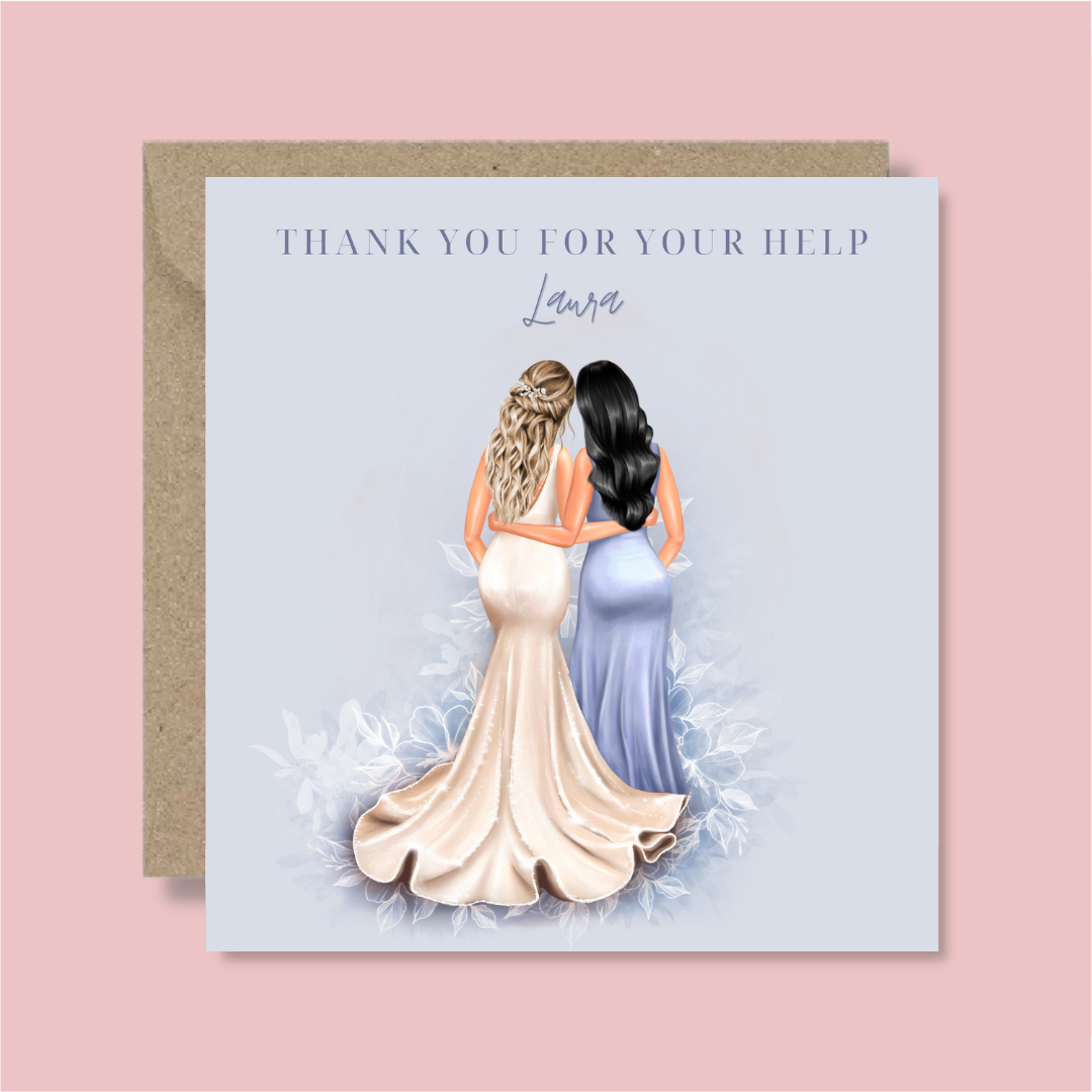 Personalised Blue Thank You Wedding Card - Blush Boulevard Greeting Card