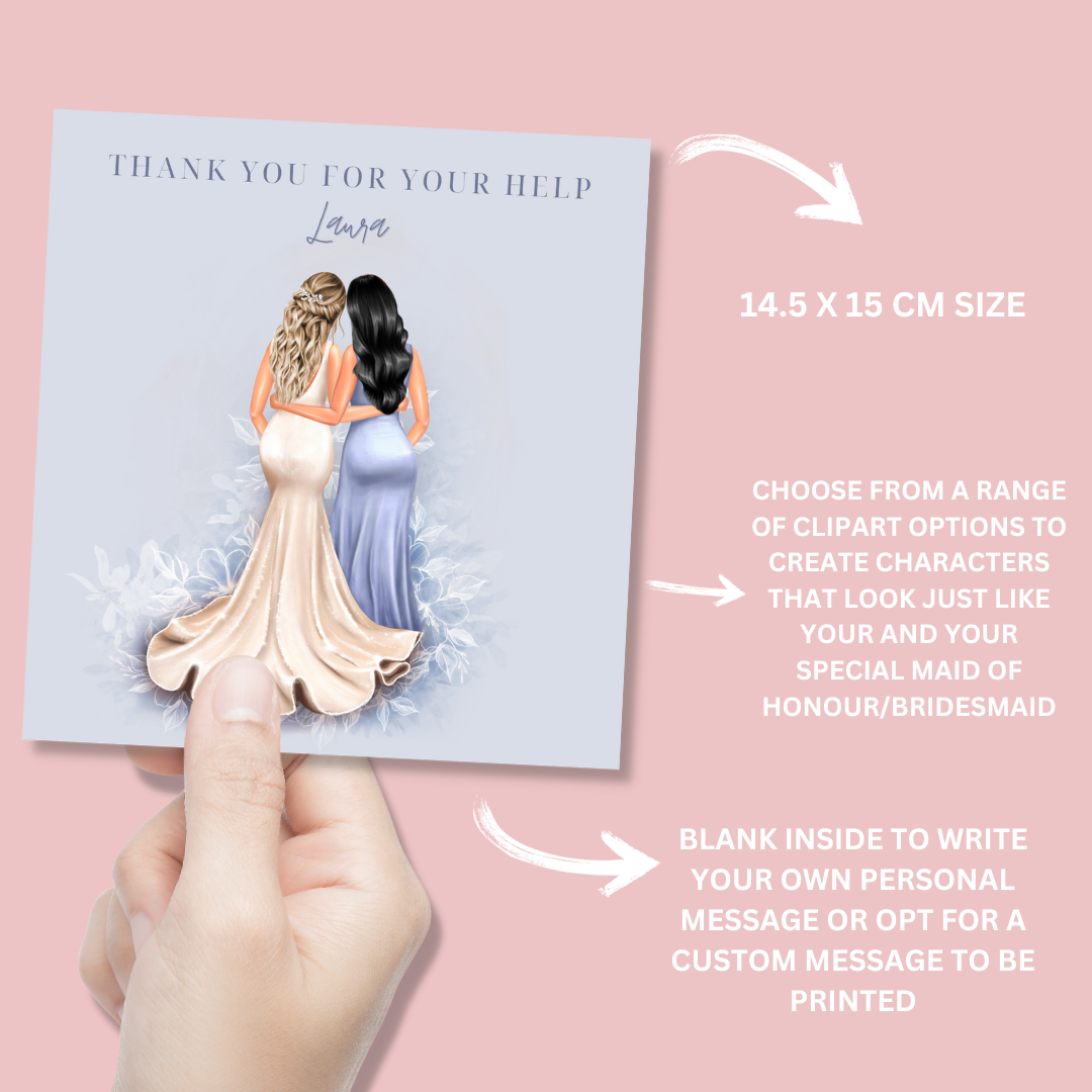 Personalised Blue Thank You Wedding Card - Blush Boulevard Greeting Card