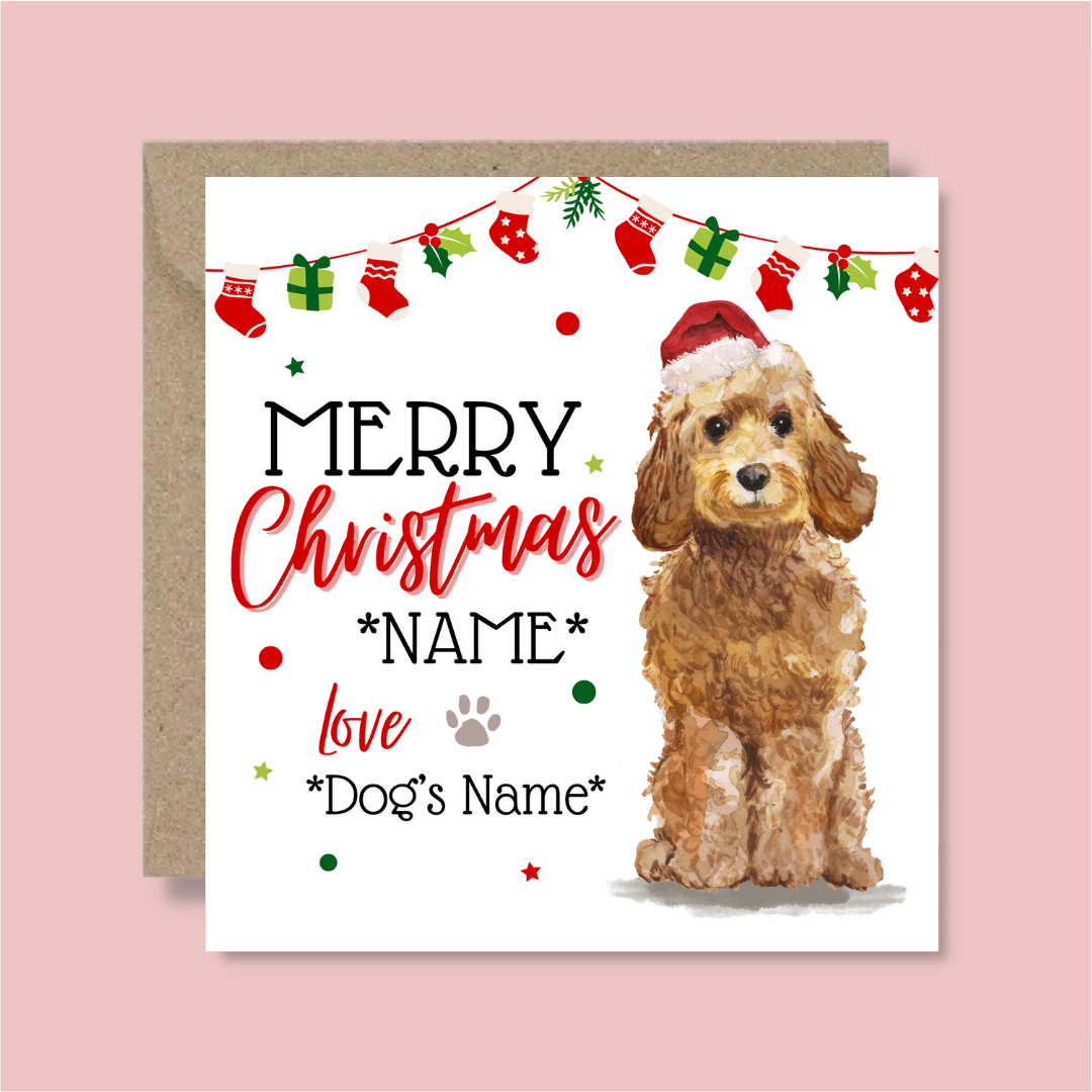 Personalised Cockapoo Christmas Card - Blush Boulevard Greeting Card