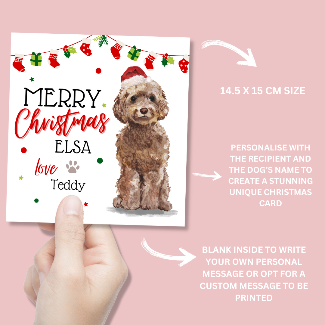 Personalised Cockapoo Christmas Card - Blush Boulevard Greeting Card