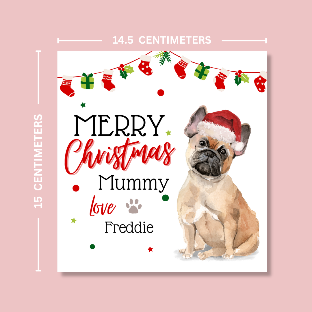 Personalised French Bulldog Christmas Card - Blush Boulevard Greeting Card