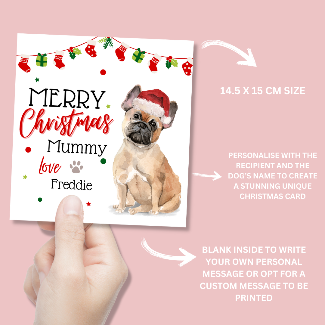 Personalised French Bulldog Christmas Card - Blush Boulevard Greeting Card