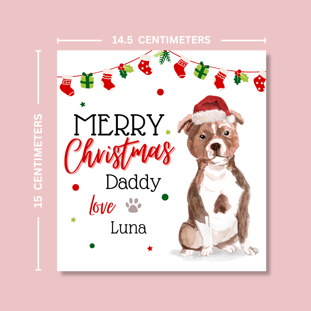 Personalised Staffordshire Bull Terrier Christmas Card - Blush Boulevard Greeting Card