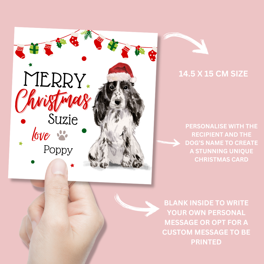Personalised Cocker Spaniel Christmas Card - Blush Boulevard Greeting Card