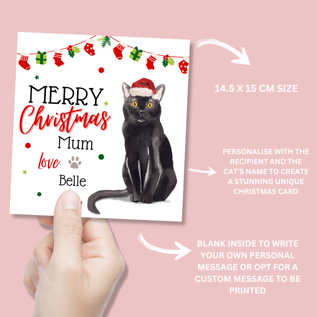 Personalised Bombay Cat Christmas Card - Blush Boulevard Greeting Card
