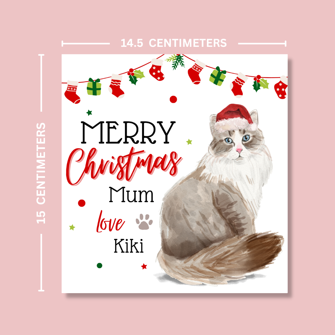 Personalised Siberian Cat Christmas Card - Blush Boulevard Greeting Card
