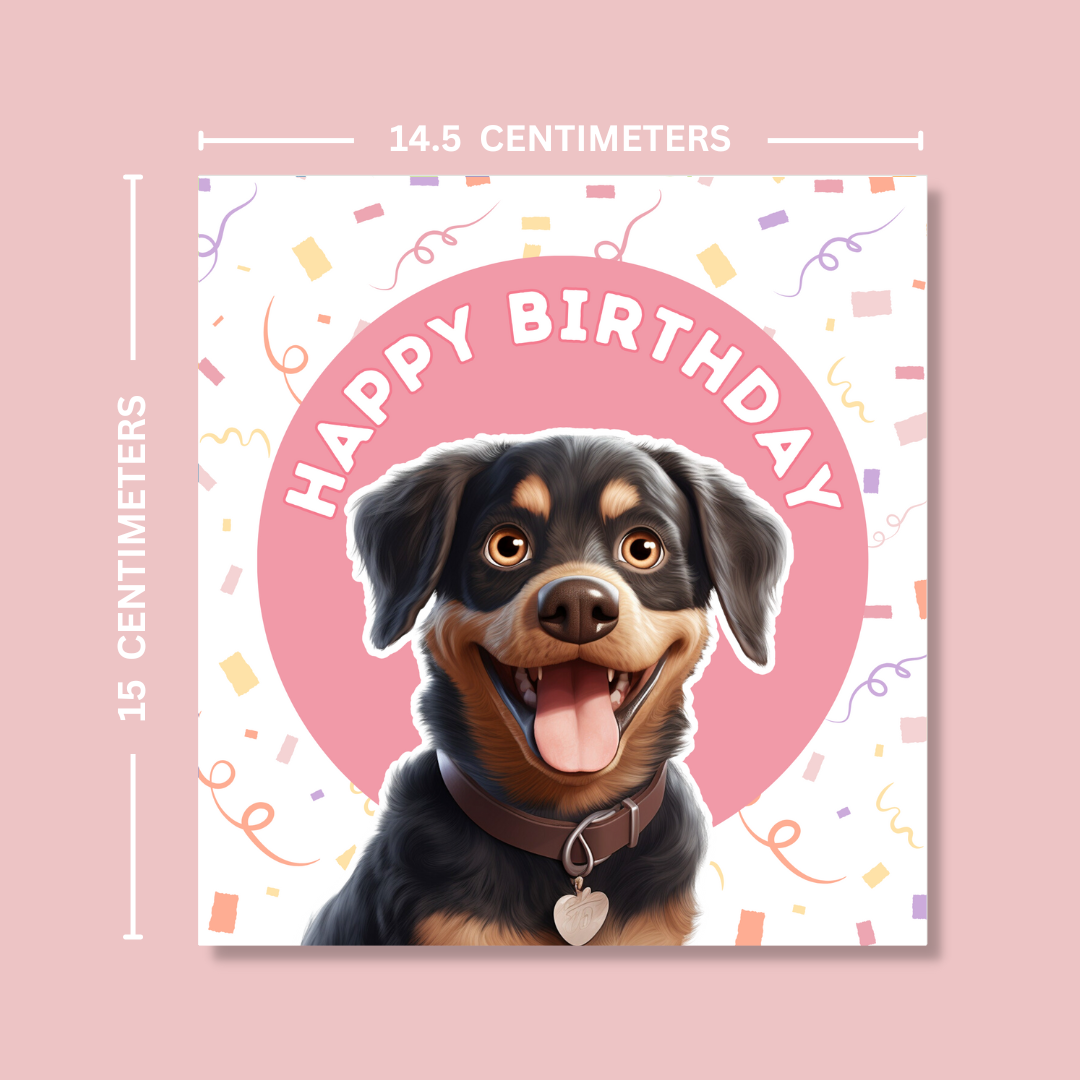 Rottweiler Dog Happy Birthday Card - Blush Boulevard Greeting Card