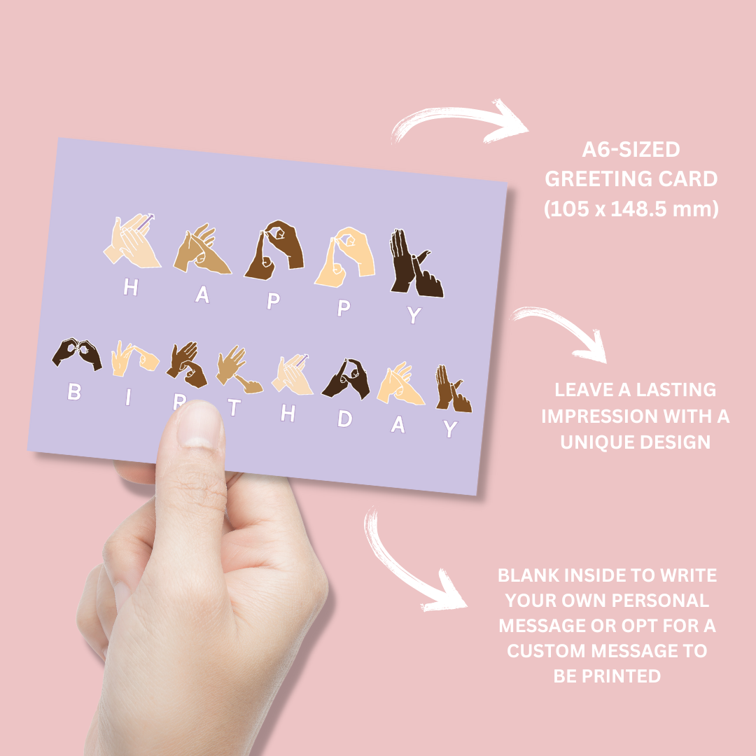BSL Happy Birthday Finger Spelling Card - Blush Boulevard Greeting Card