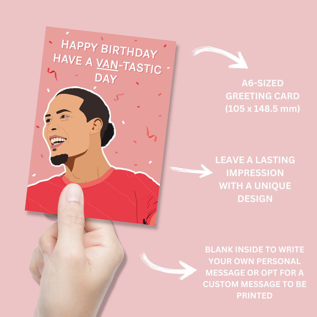 Virgil van Dijk Liverpool FC Birthday Card - Blush Boulevard Greeting Card
