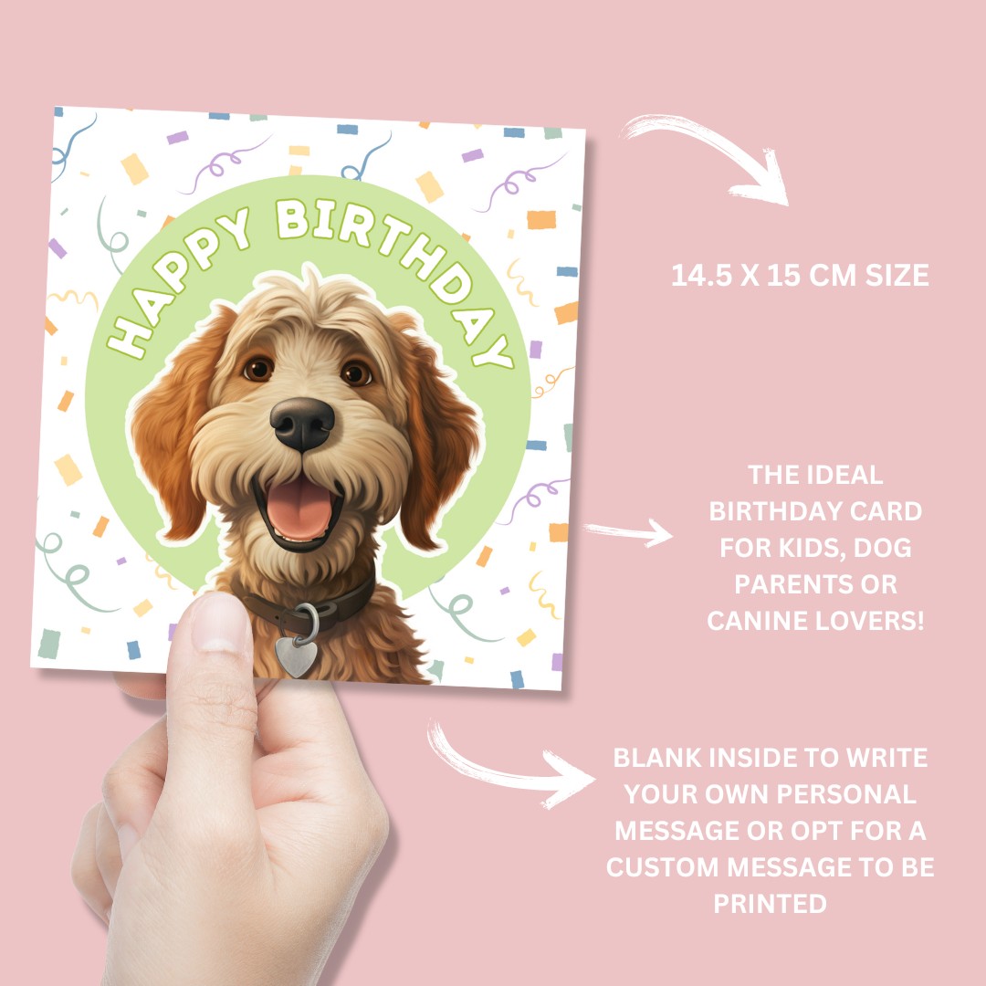 Golden Cockapoo Dog Happy Birthday Card - Blush Boulevard Greeting Card