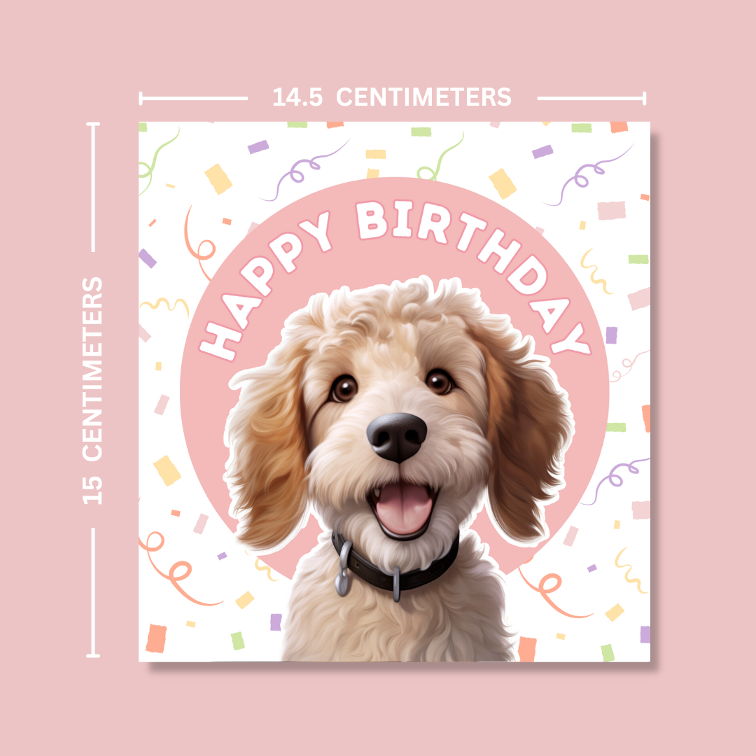 Goldendoodle Dog Happy Birthday Card - Blush Boulevard Greeting Card