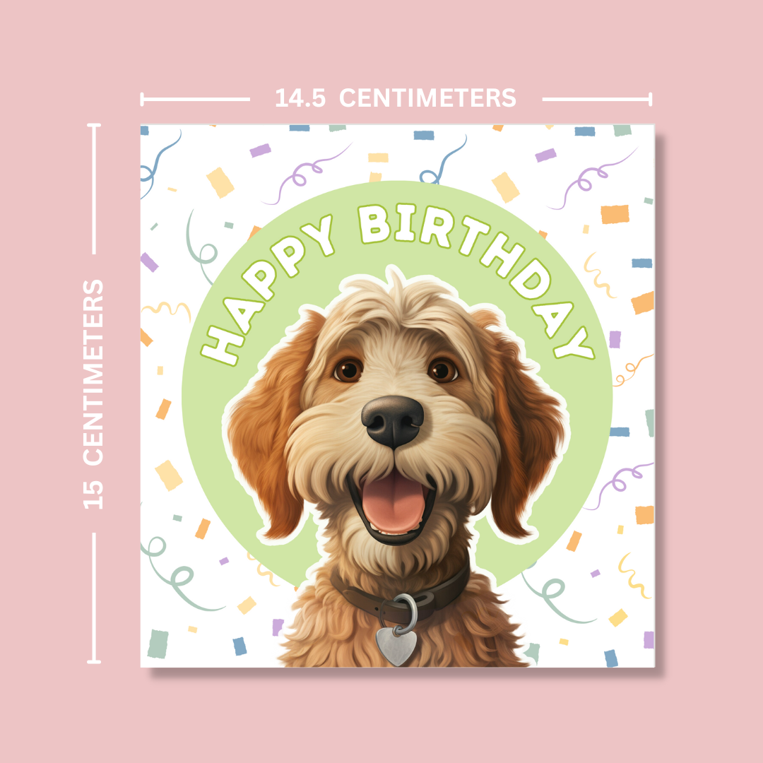 Golden Cockapoo Dog Happy Birthday Card - Blush Boulevard Greeting Card