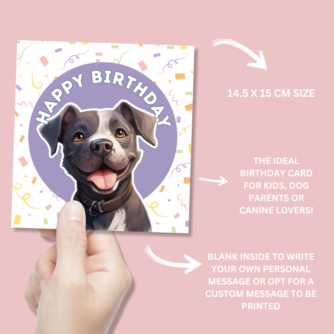 Staffordshire Bull Terrier Dog Happy Birthday Card - Blush Boulevard Greeting Card