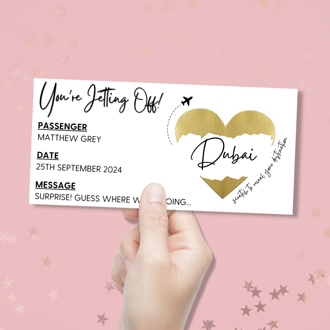 Personalised Scratch Off Boarding Pass Ticket - Blush Boulevard Ticket