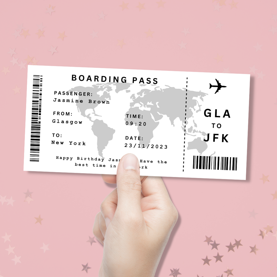 Personalised Boarding Pass Ticket - Blush Boulevard Ticket