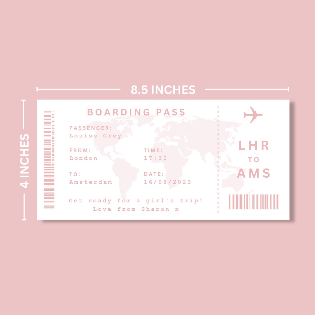 Personalised Boarding Pass Ticket - Blush Boulevard Ticket