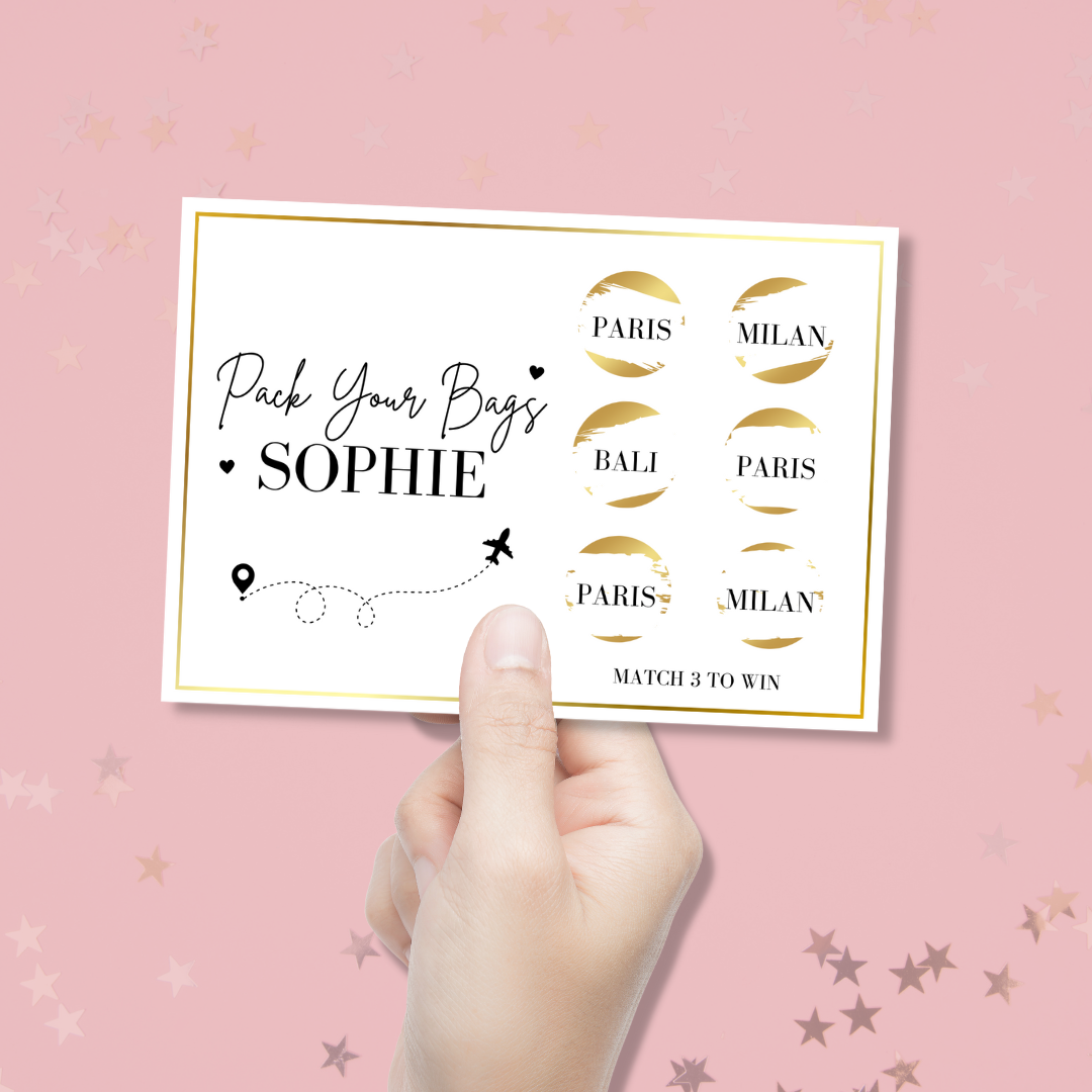 Gold Personalised Scratch Off Vacation Ticket - Blush Boulevard Ticket