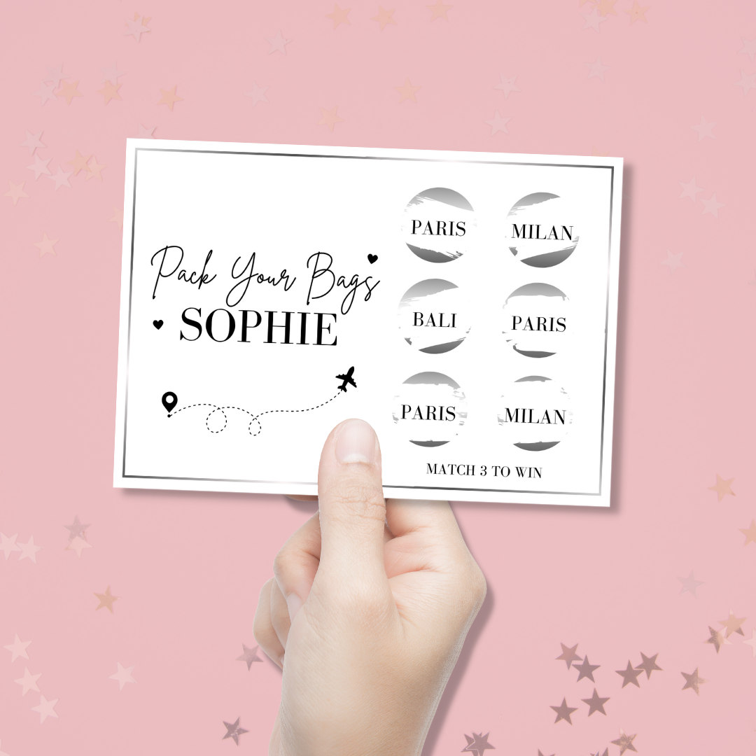 Silver Personalised Scratch Off Vacation Ticket - Blush Boulevard Ticket