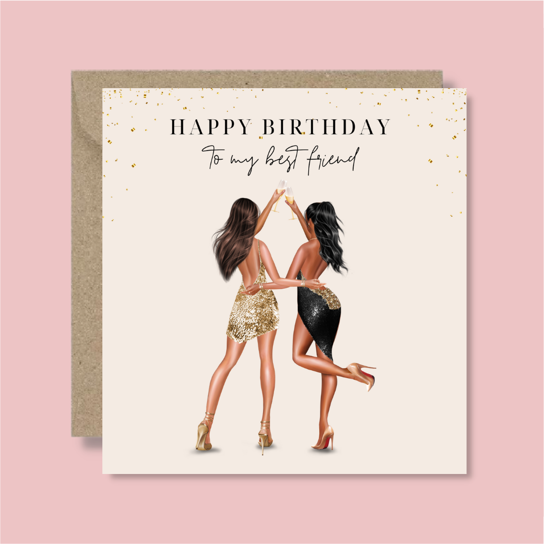 Personalised Happy Birthday to My Best Friend Card - Blush Boulevard Greeting Card
