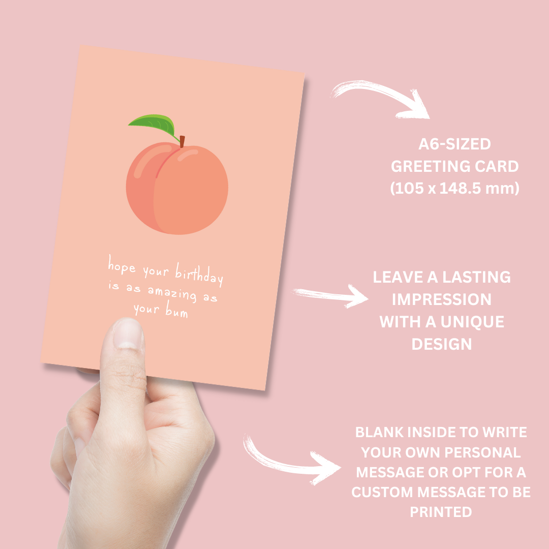 Amazing Bum Peach Birthday Card - Blush Boulevard Greeting Card