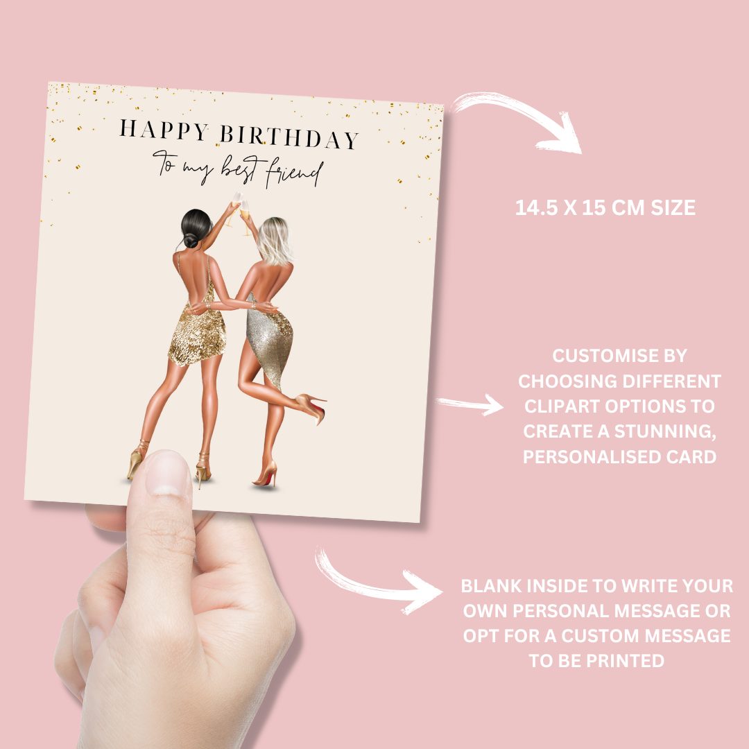Personalised Happy Birthday to My Best Friend Card - Blush Boulevard Greeting Card