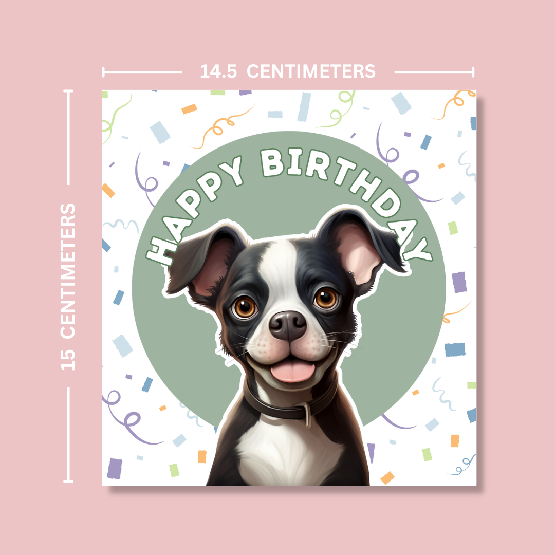 Boston Terrier Dog Happy Birthday Card - Blush Boulevard Greeting Card