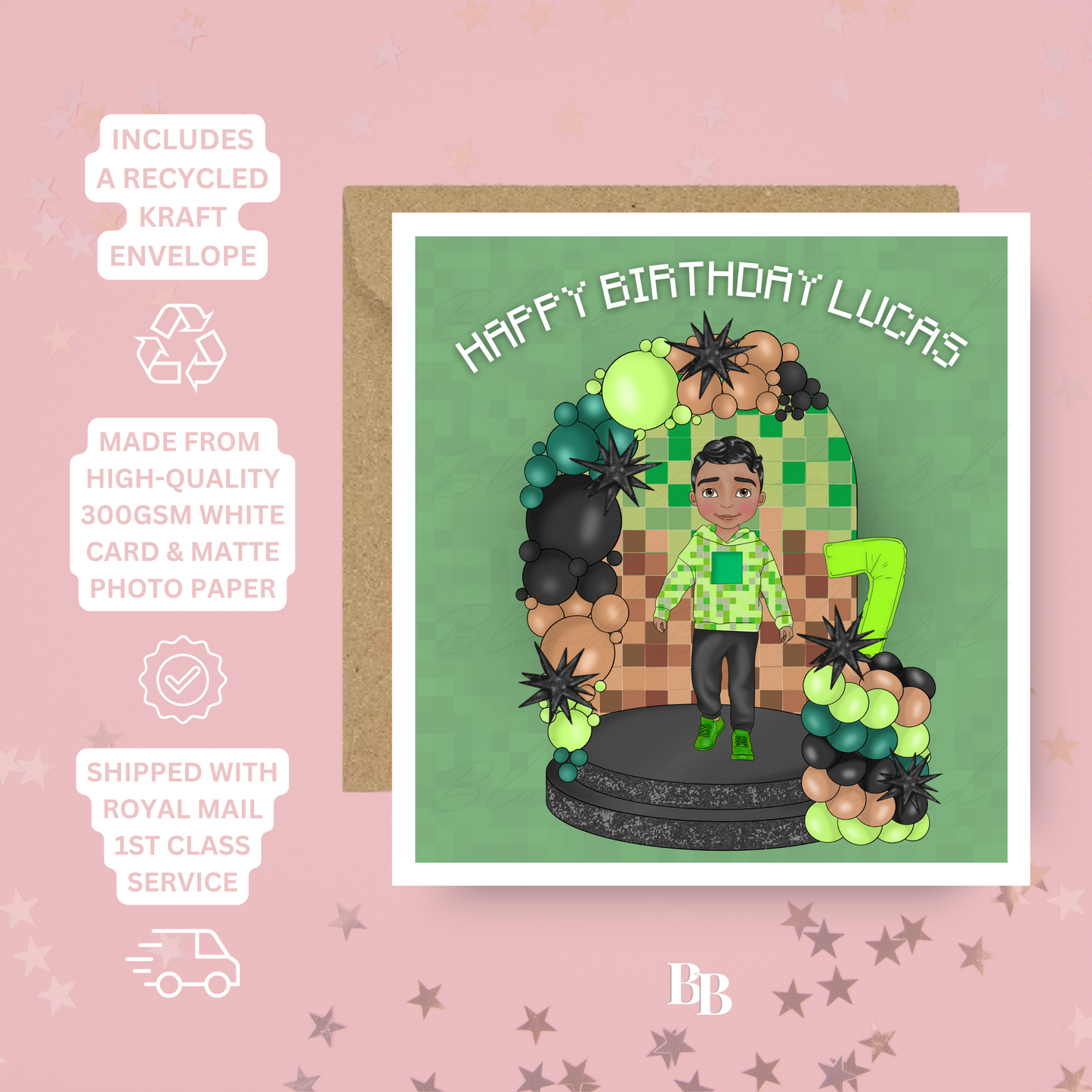 Personalised Square Game Green Birthday Card