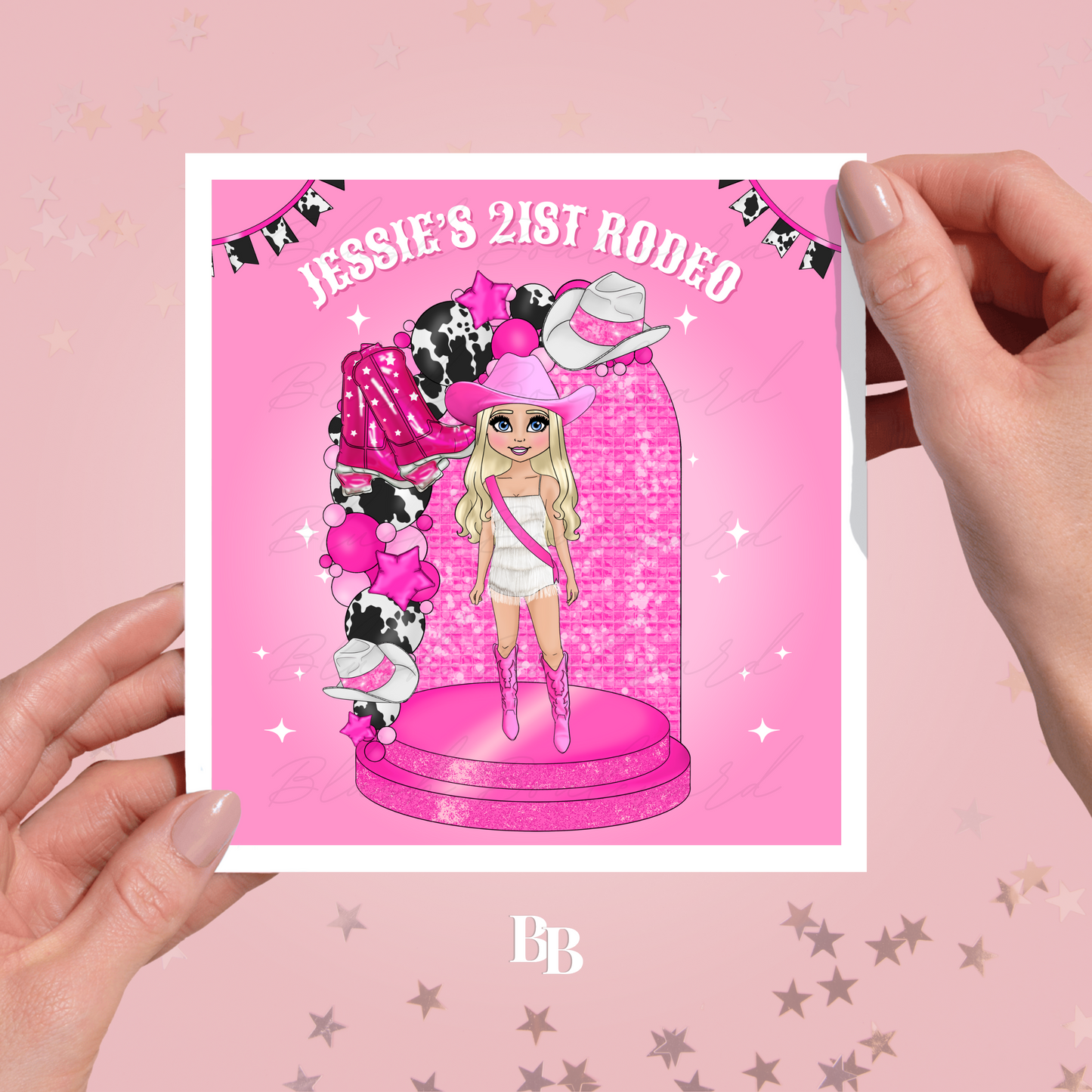 Personalised Pink Rodeo Birthday Card