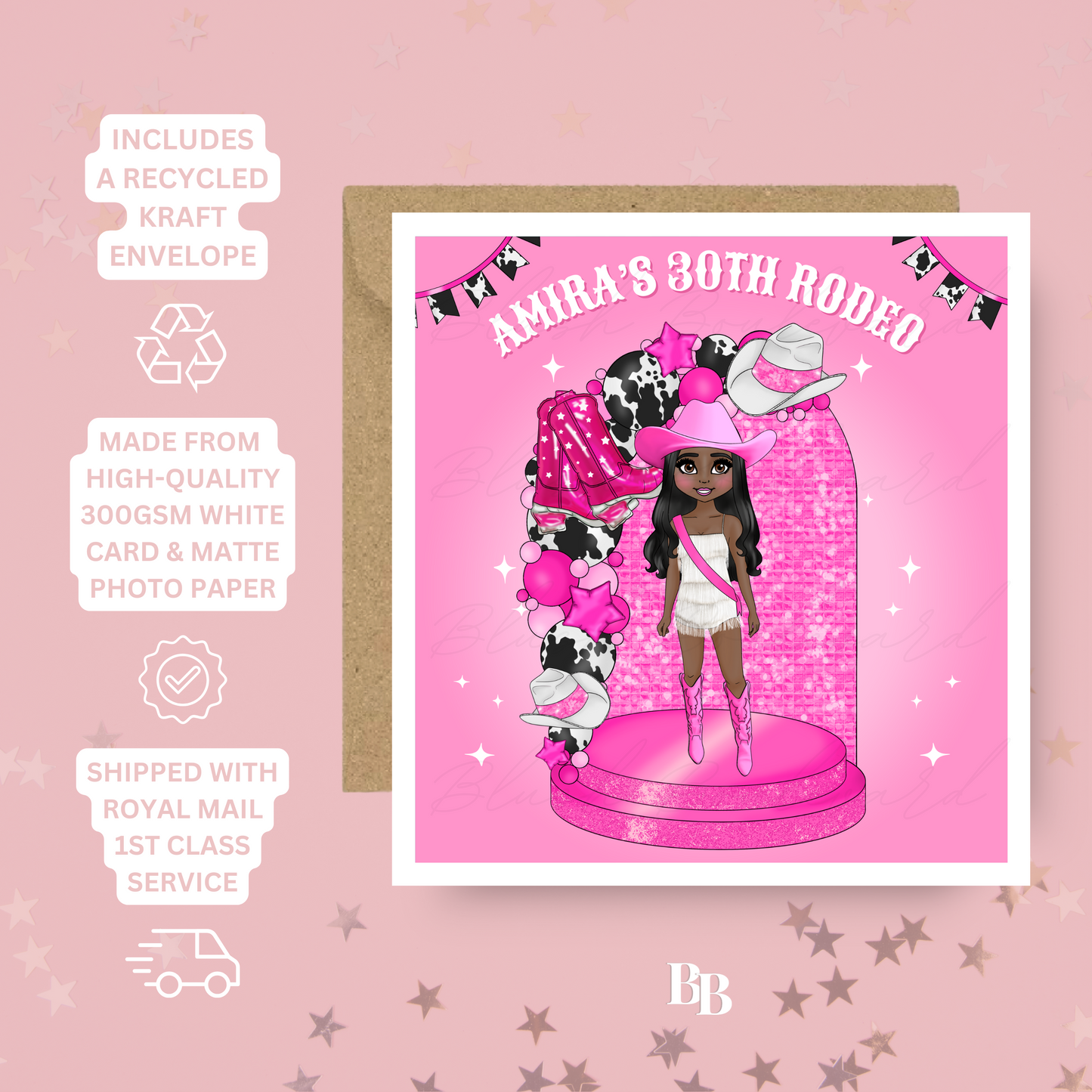 Personalised Pink Rodeo Birthday Card
