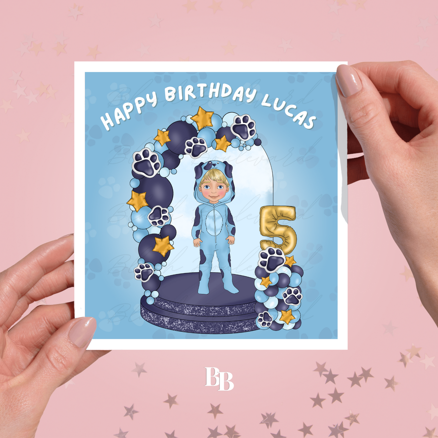 Personalised Puppy Themed Boys Birthday Card