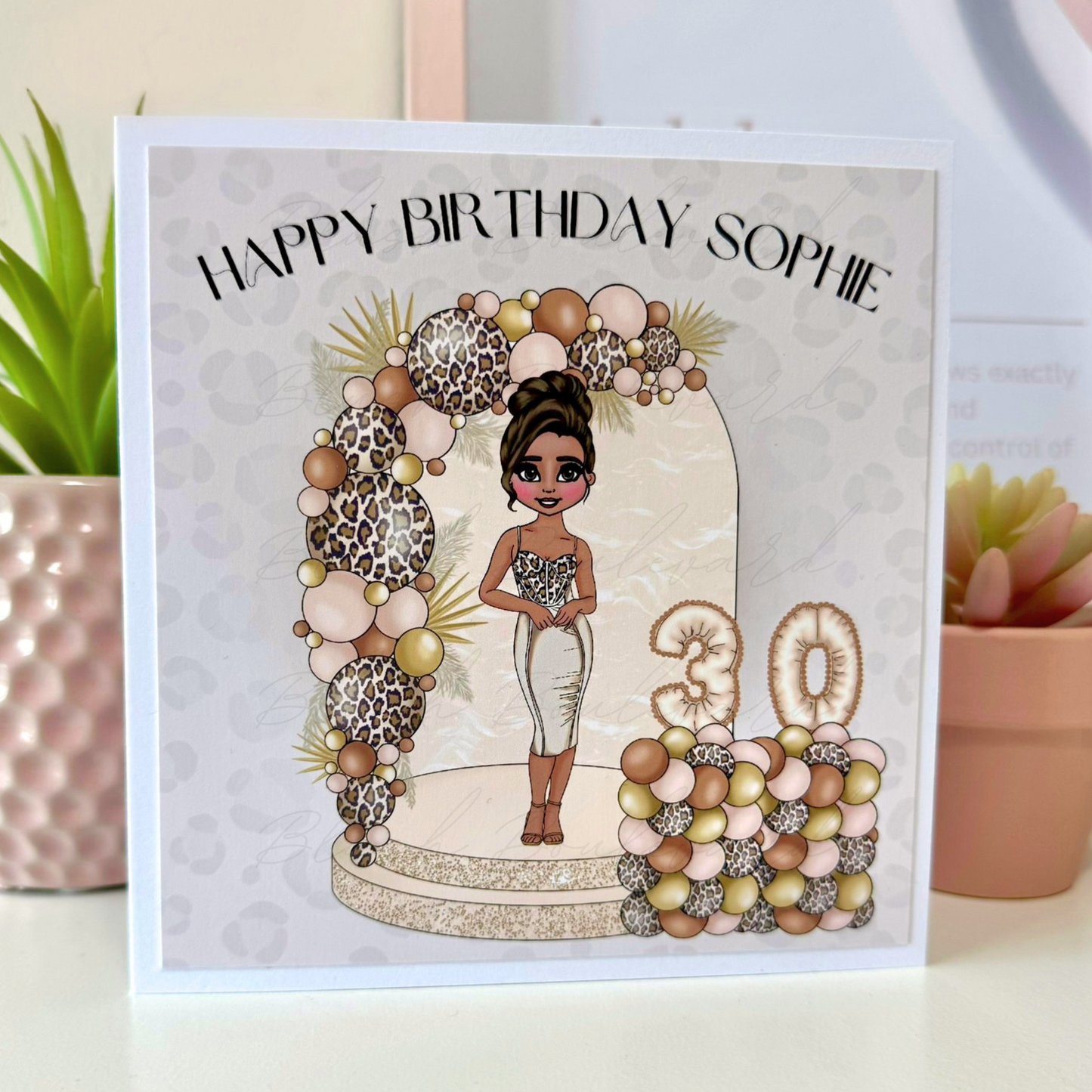 Personalised Leopard Print Age Birthday Card