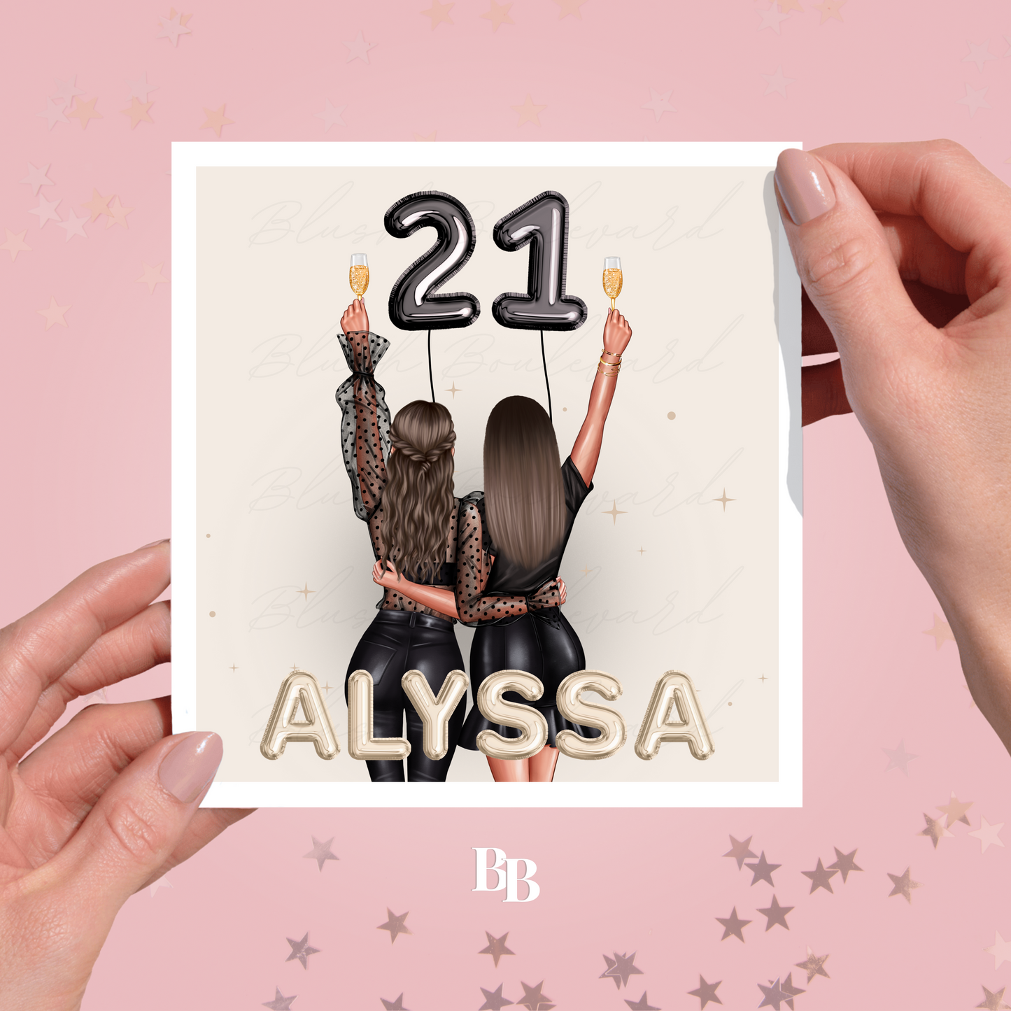 Personalised Beige Girls Birthday Card