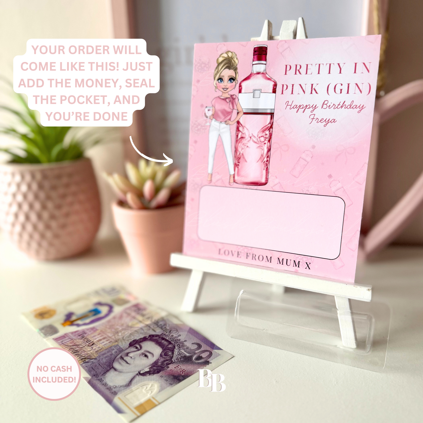 Pink Gin Birthday Money Pouch