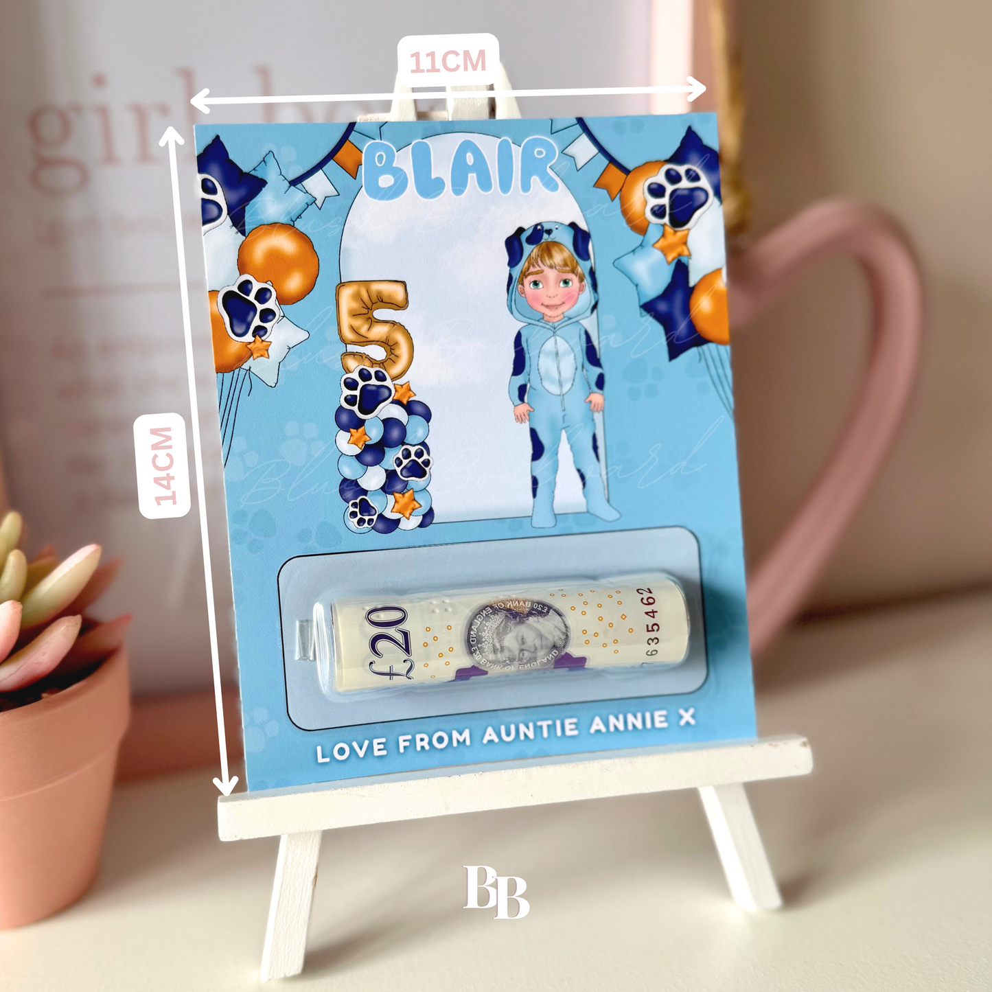 Boys Blue Dog Birthday Money Pocket