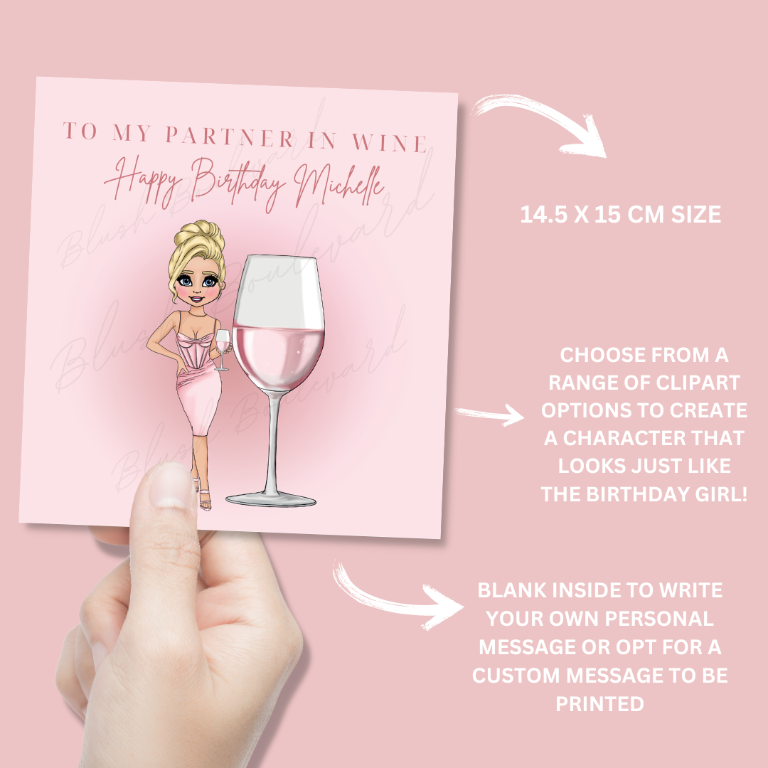 Personalised Rosé Wine Birthday Card