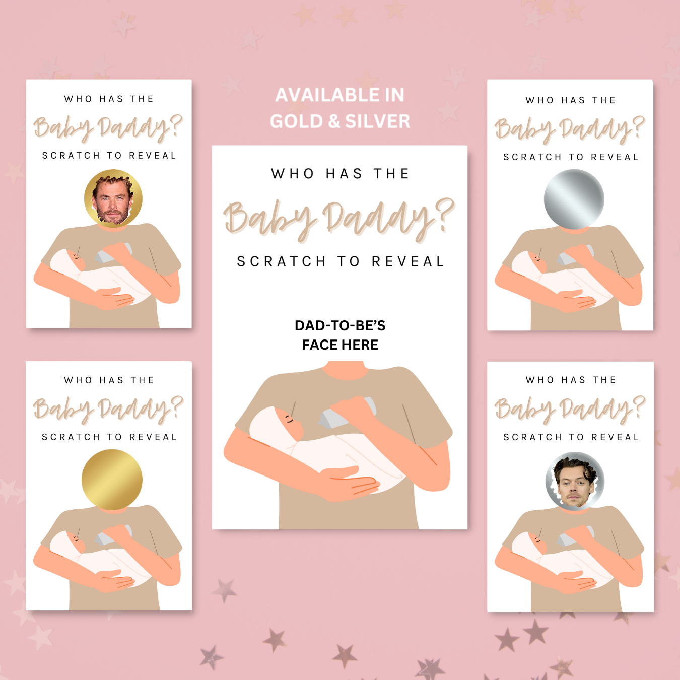 Beige Who Has The Baby Daddy? Baby Shower Party Game (Light)