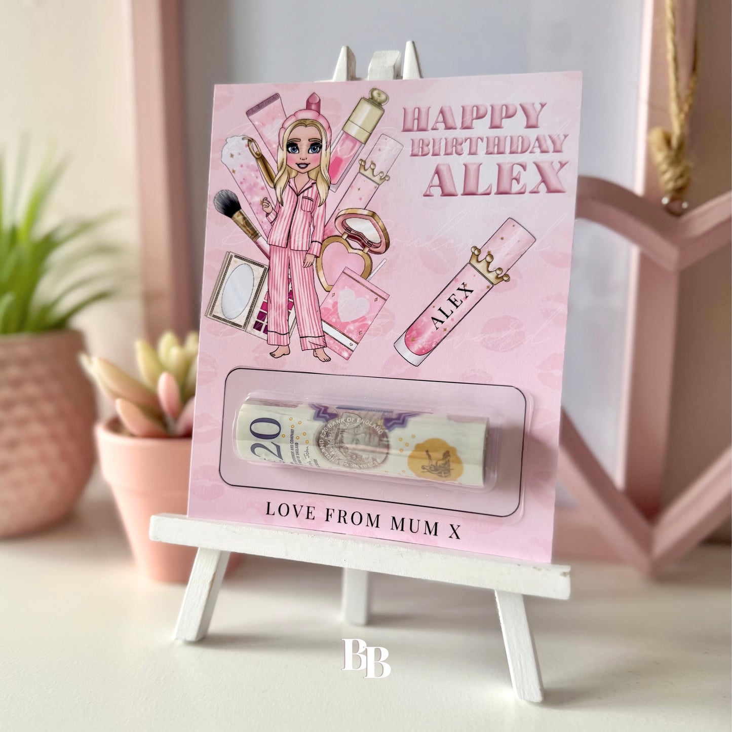Pink Makeup Birthday Money Pocket
