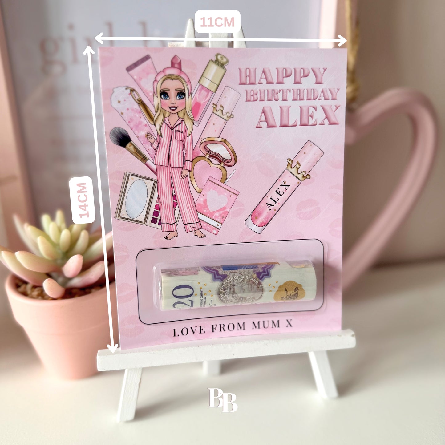 Pink Makeup Birthday Money Pocket