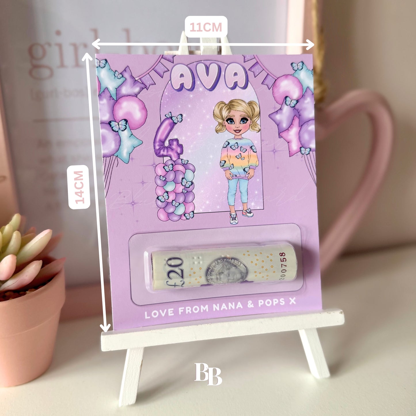 Girls Lilac Butterfly Birthday Money Pocket