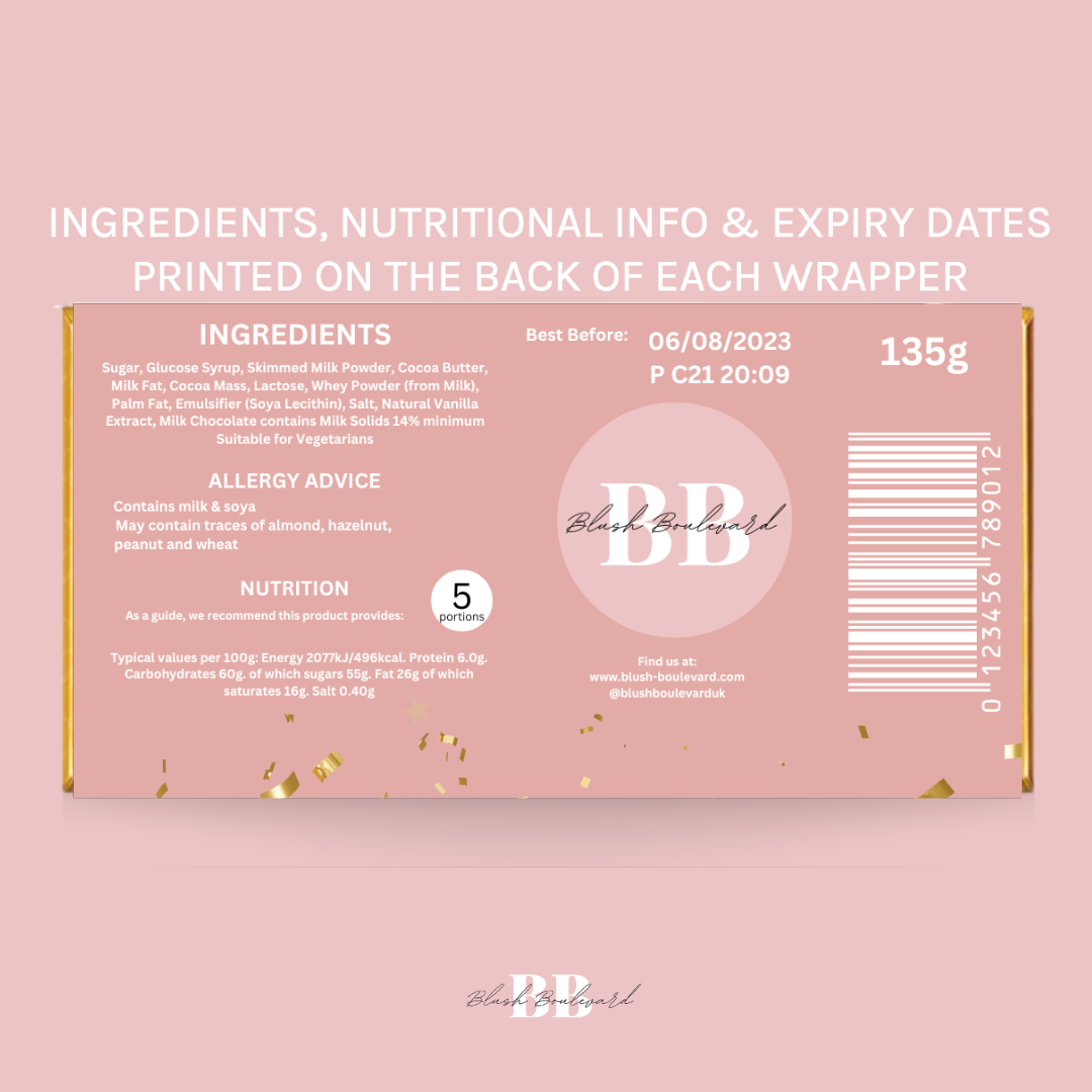 Personalised Pink & Gold Birthday Chocolate Bar - Blush Boulevard Chocolate Bar