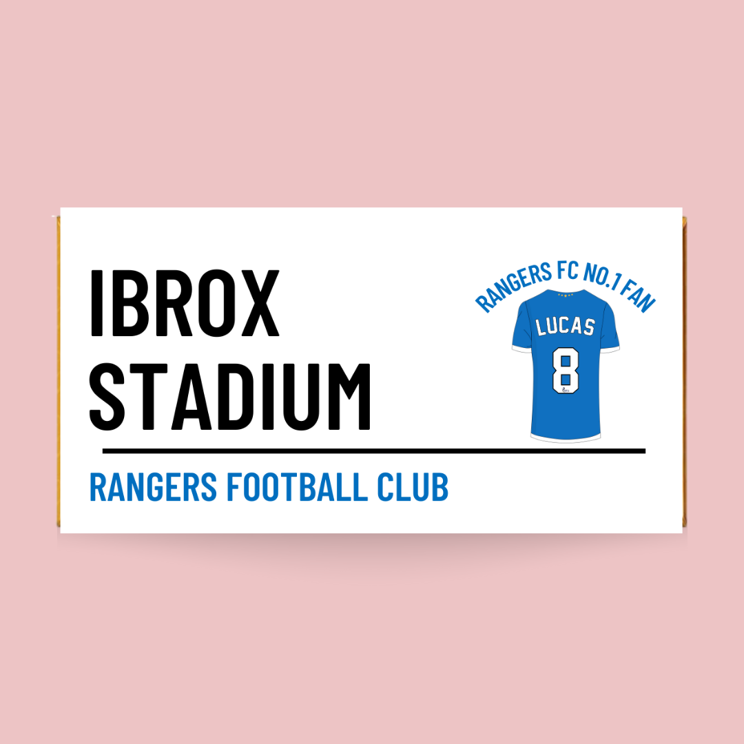 Personalised Rangers FC No.1 Fan Chocolate Bar - Blush Boulevard Chocolate Bar