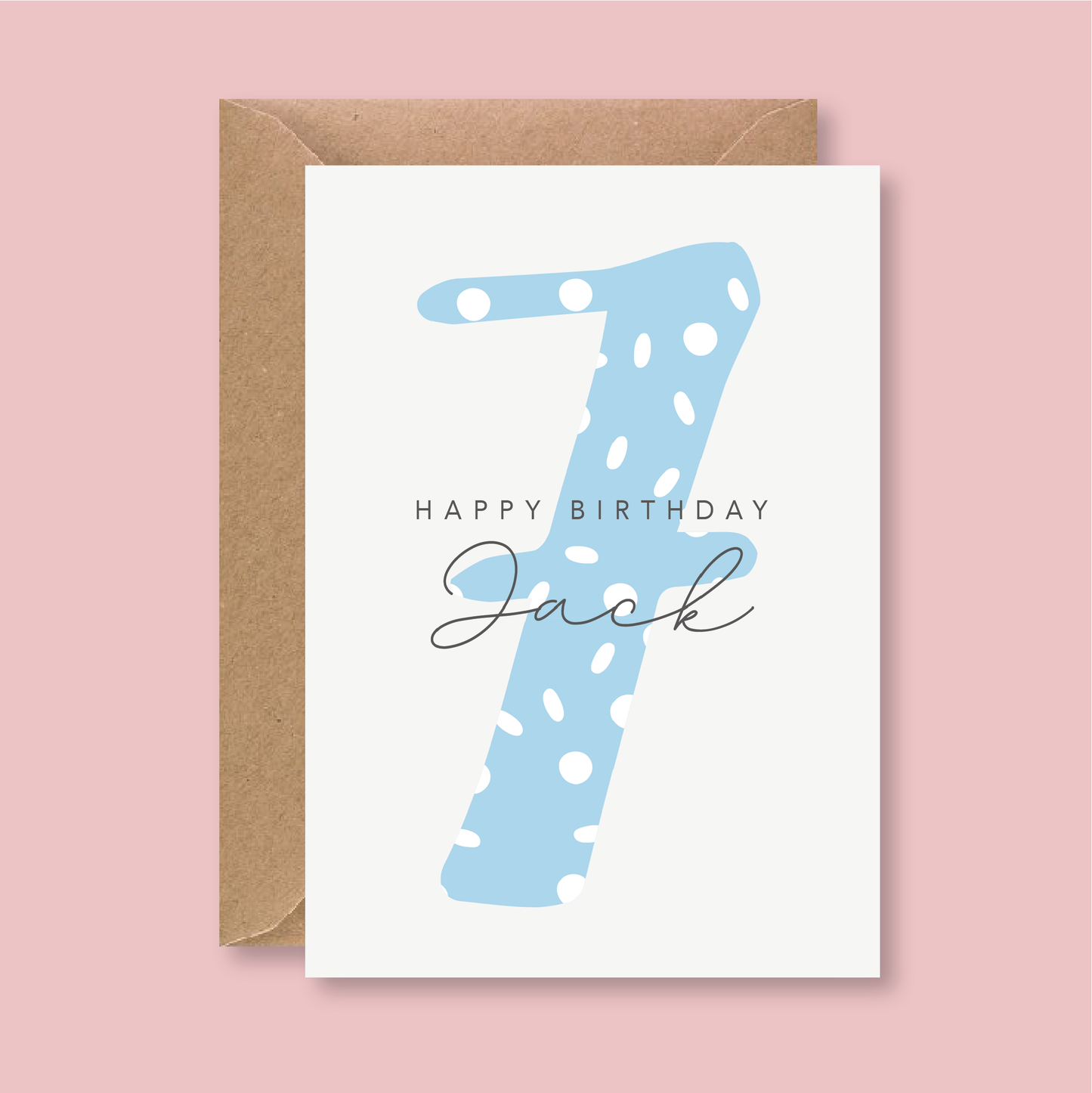 Personalised Name & Number Birthday Card - Blush Boulevard Blue Greeting Card
