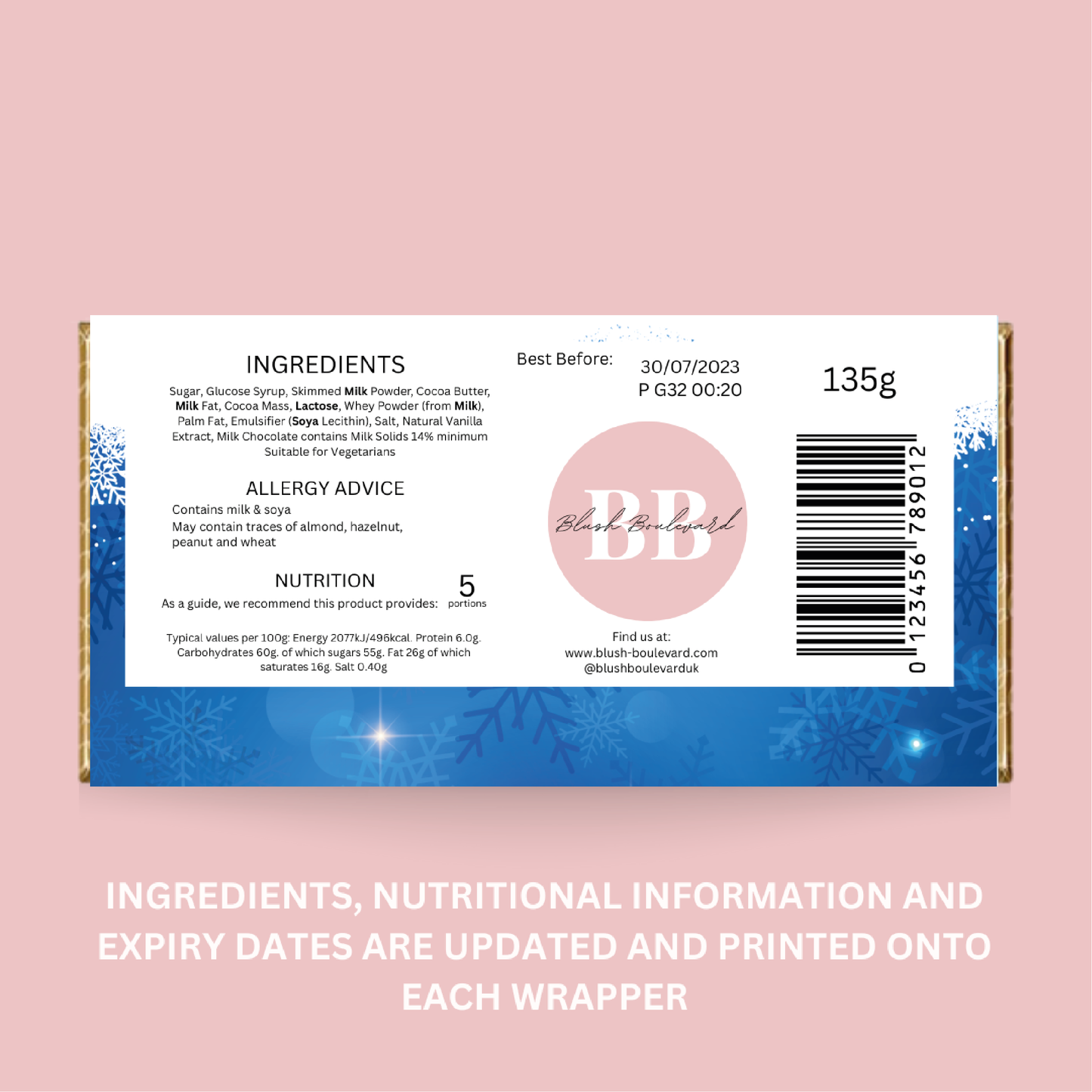 Personalised Santa's Nice List Chocolate Bar - Blush Boulevard Chocolate Bar