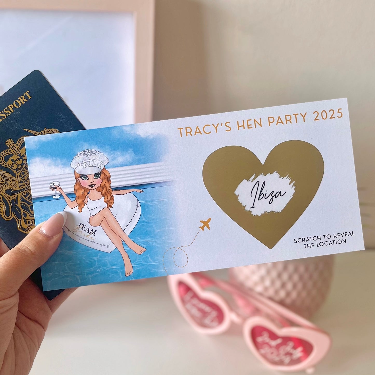 Personalised Hen Party Vacation Surprise Ticket