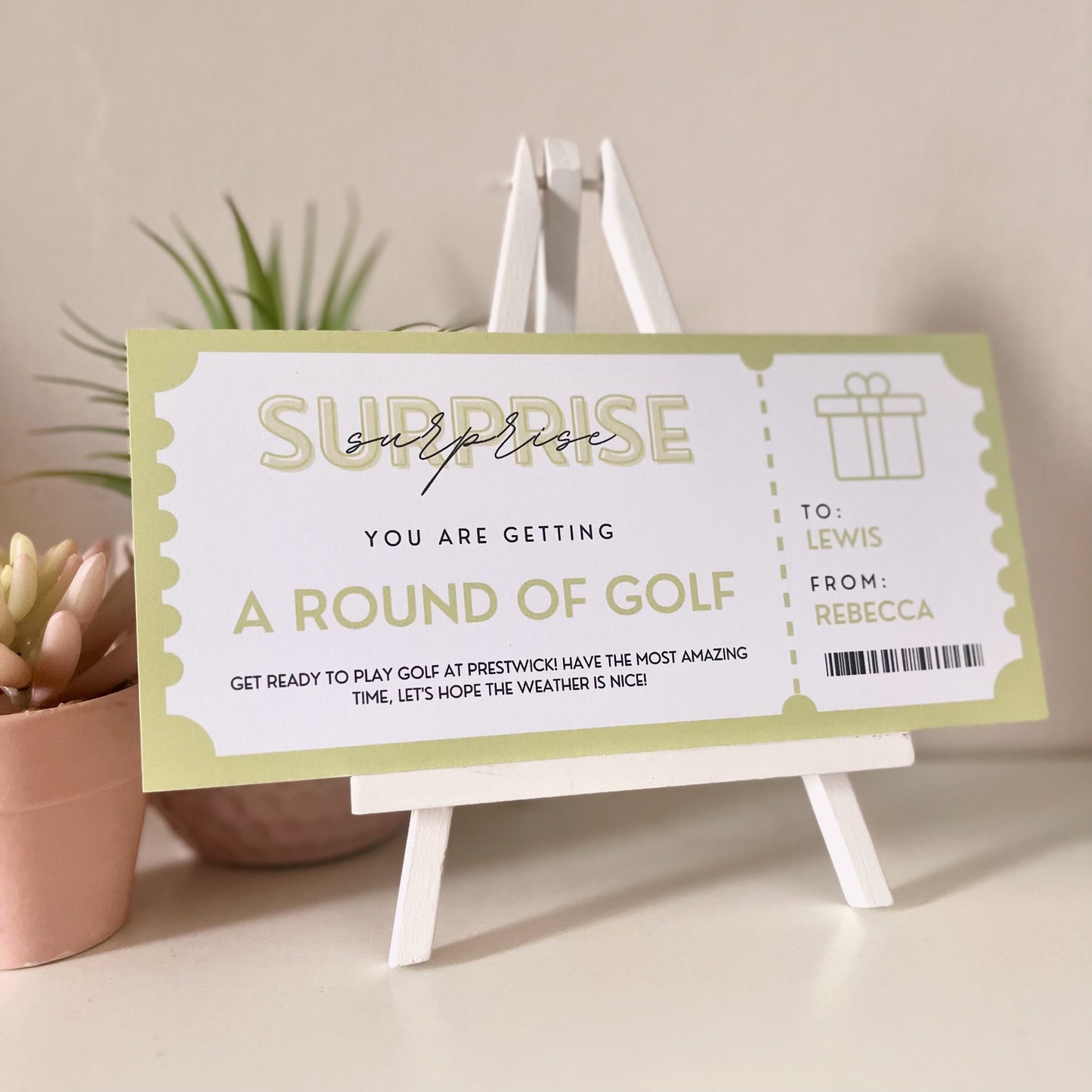 Personalised Surprise Gift Coupon Ticket - Blush Boulevard Ticket